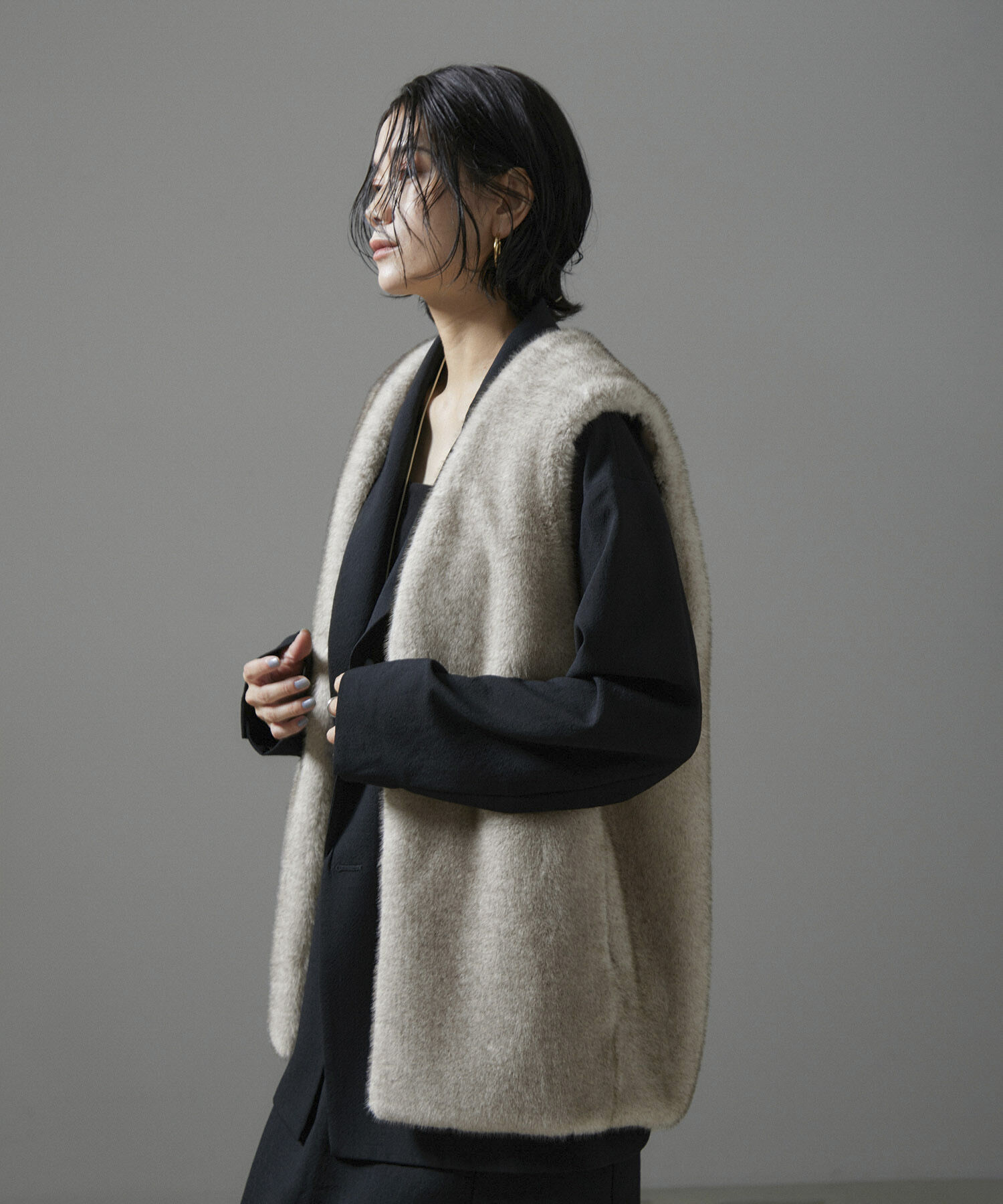 SALON adam et rope'「ミンクライクエコファージレ/ベスト【制電機能/静電気防止】」|ベスト・ジレ|