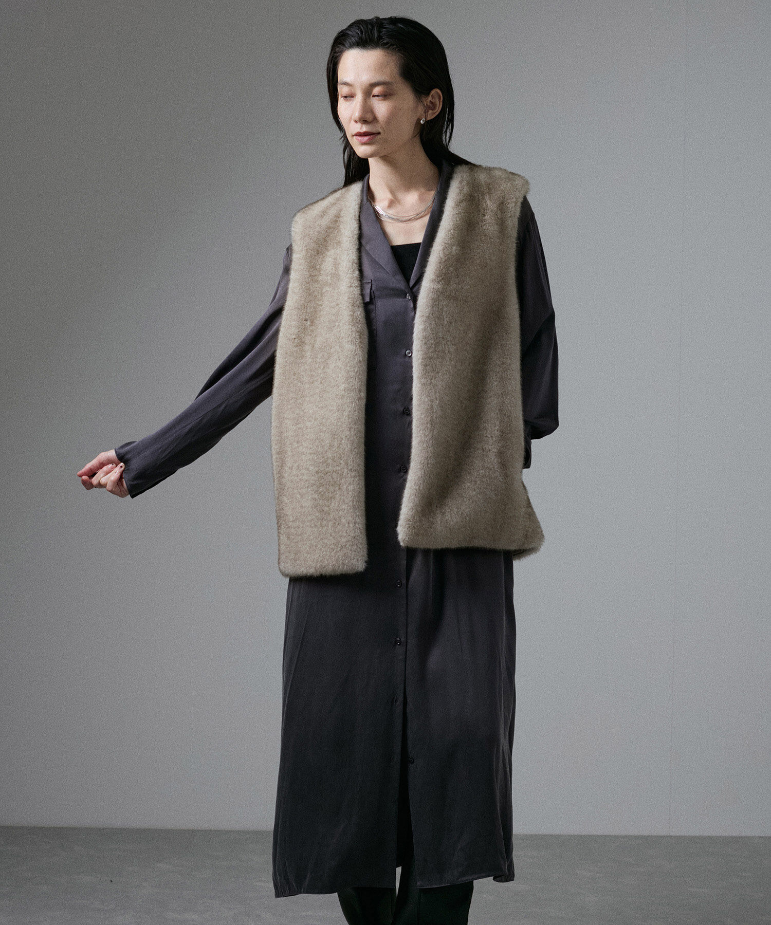 SALON adam et rope'「ミンクライクエコファージレ/ベスト【制電機能/静電気防止】」|ベスト・ジレ|