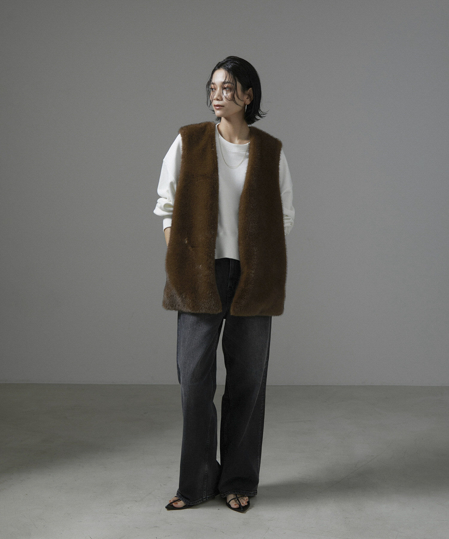 SALON adam et rope'「ミンクライクエコファージレ/ベスト【制電機能/静電気防止】」|ベスト・ジレ|