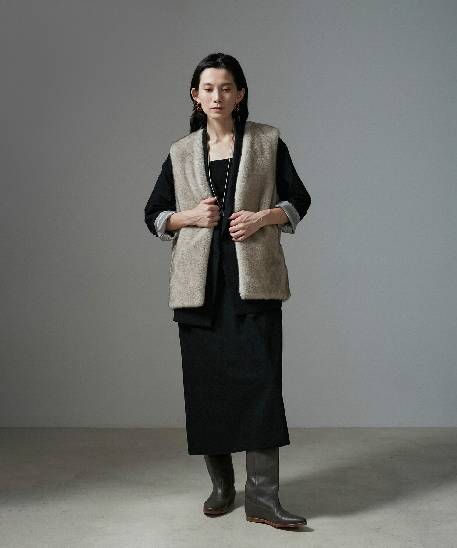 SALON adam et rope'「ミンクライクエコファージレ/ベスト【制電機能/静電気防止】」|ベスト・ジレ|