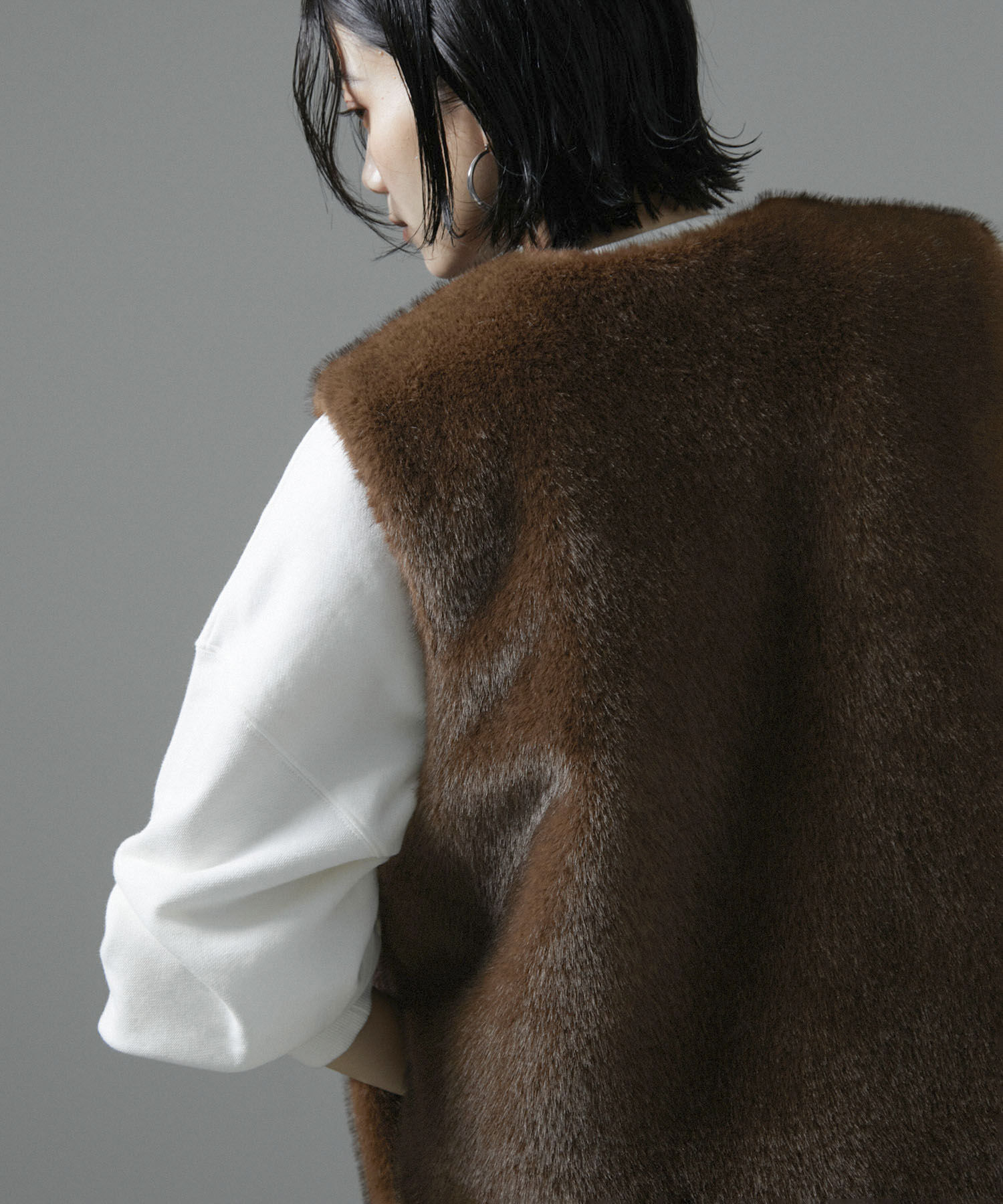 SALON adam et rope'「ミンクライクエコファージレ/ベスト【制電機能/静電気防止】」|ベスト・ジレ|