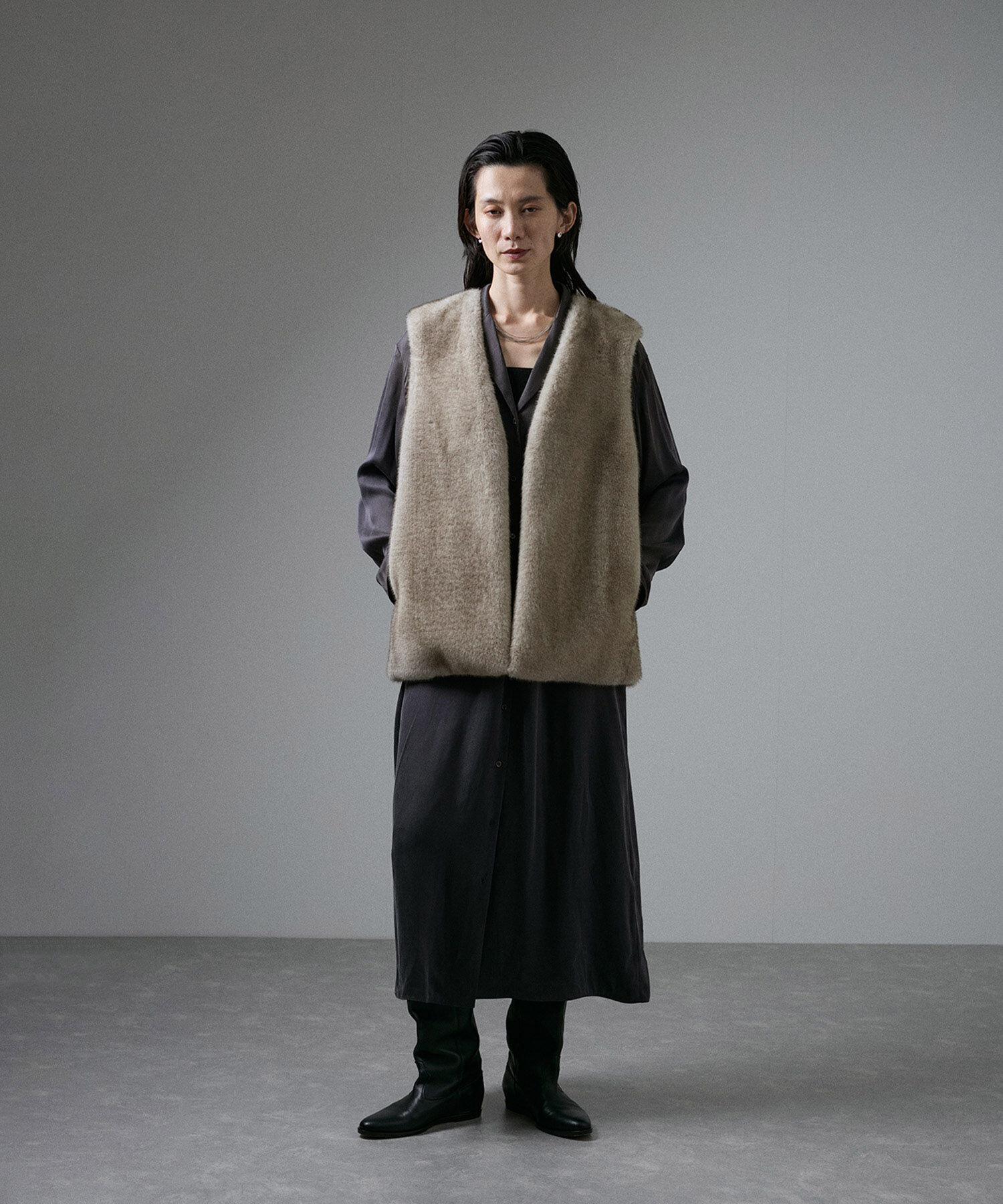 SALON adam et rope'「ミンクライクエコファージレ/ベスト【制電機能/静電気防止】」|ベスト・ジレ|