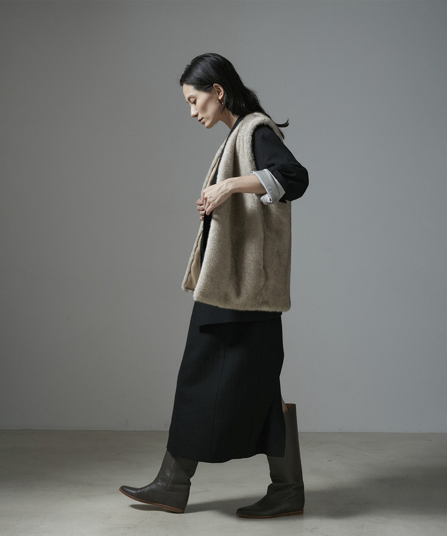 SALON adam et rope'「ミンクライクエコファージレ/ベスト【制電機能/静電気防止】」|ベスト・ジレ|