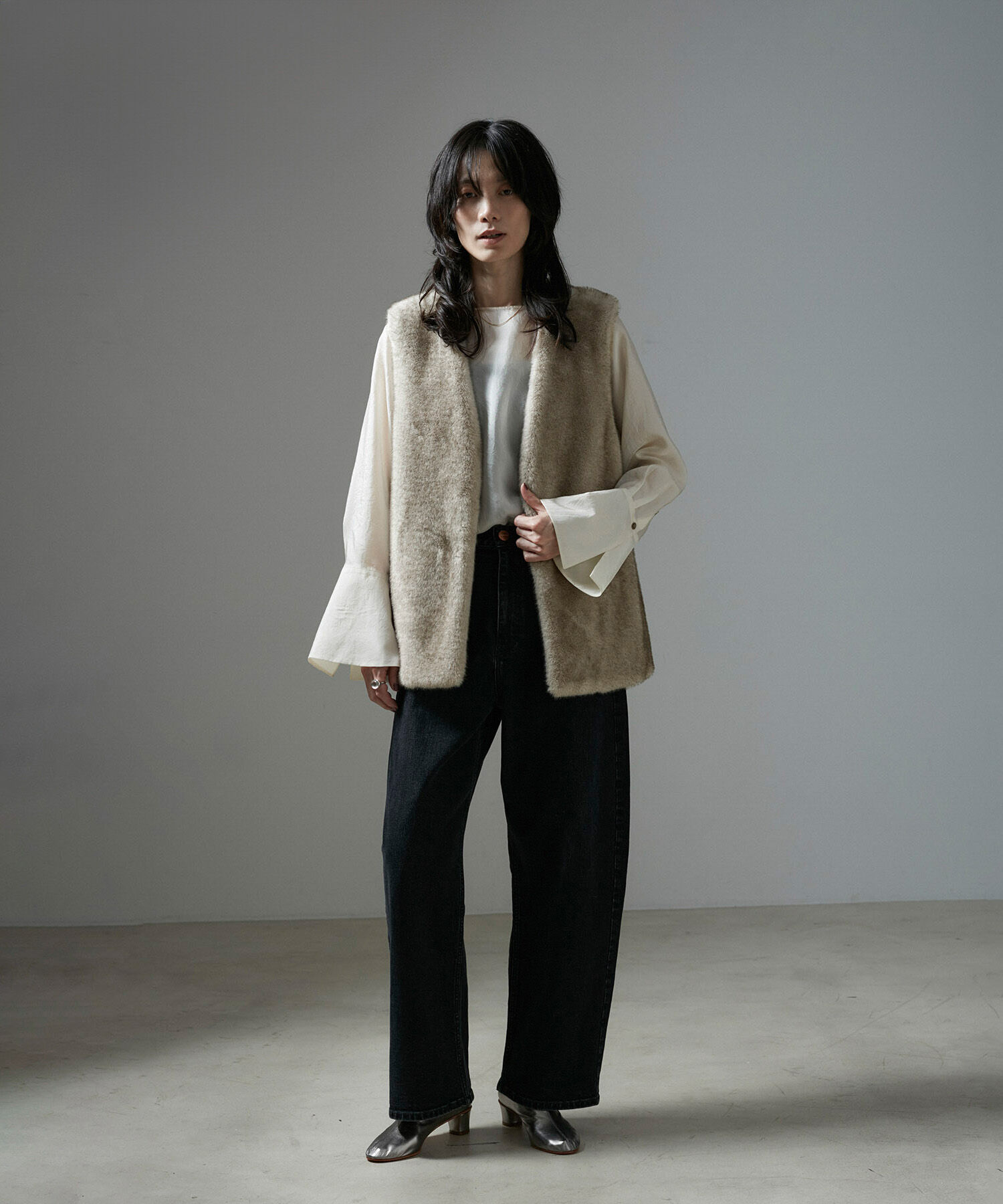 SALON adam et rope'「ミンクライクエコファージレ/ベスト【制電機能/静電気防止】」|ベスト・ジレ|