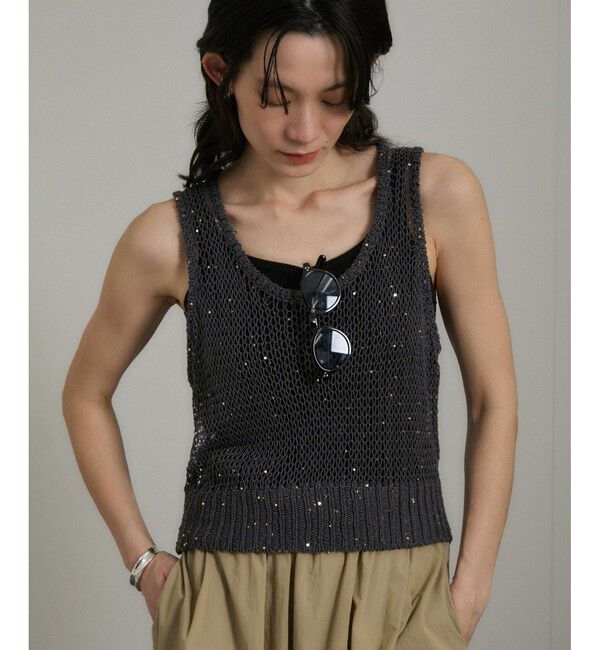 SALON adam et rope'「ギマコットンスパンコールベスト/タンク」|ベスト・ジレ|