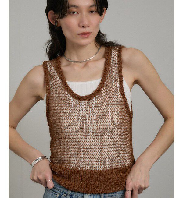 SALON adam et rope'「ギマコットンスパンコールベスト/タンク」|ベスト・ジレ|