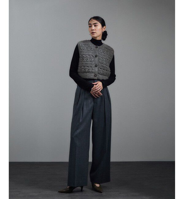 SALON adam et rope'「【WEB限定】クロップドパターンハンドニットジレ」|ベスト・ジレ|