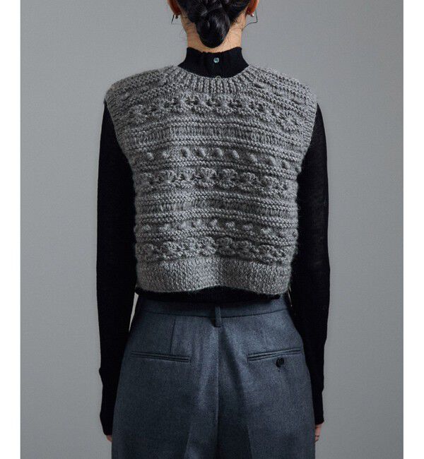 SALON adam et rope'「【WEB限定】クロップドパターンハンドニットジレ」|ベスト・ジレ|