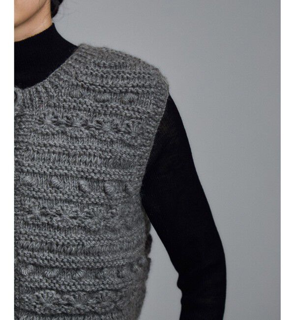 SALON adam et rope'「【WEB限定】クロップドパターンハンドニットジレ」|ベスト・ジレ|