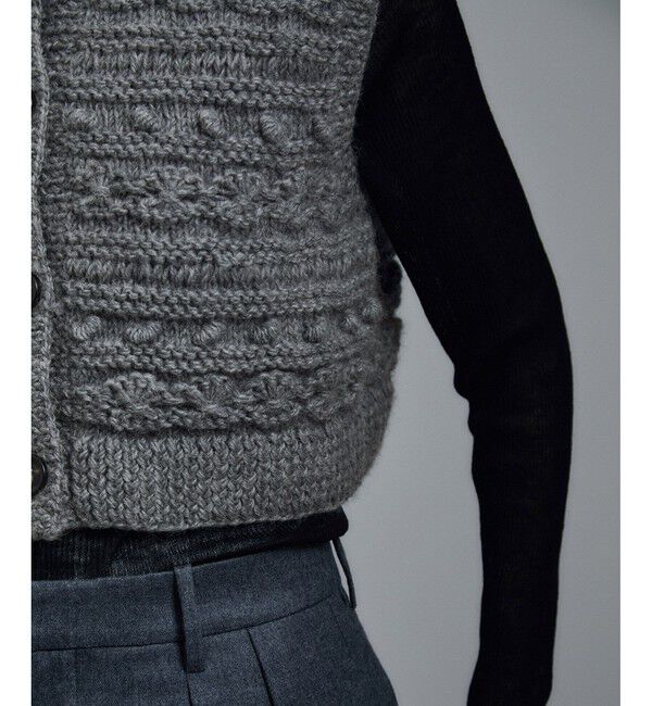 SALON adam et rope'「【WEB限定】クロップドパターンハンドニットジレ」|ベスト・ジレ|