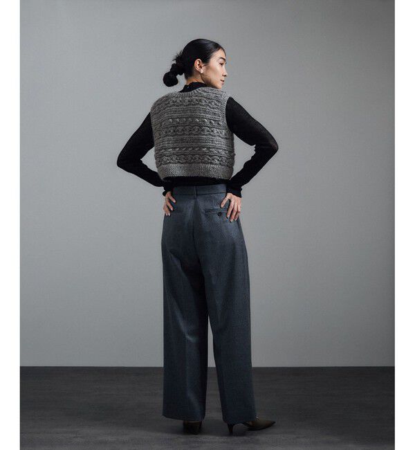 SALON adam et rope'「【WEB限定】クロップドパターンハンドニットジレ」|ベスト・ジレ|