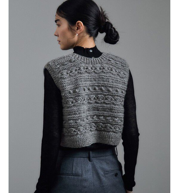 SALON adam et rope'「【WEB限定】クロップドパターンハンドニットジレ」|ベスト・ジレ|