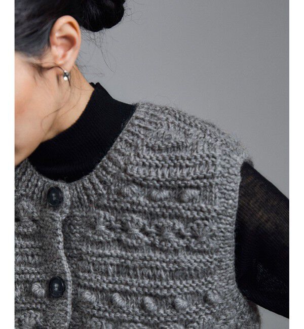 SALON adam et rope'「【WEB限定】クロップドパターンハンドニットジレ」|ベスト・ジレ|