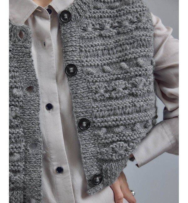 SALON adam et rope'「【WEB限定】クロップドパターンハンドニットジレ」|ベスト・ジレ|