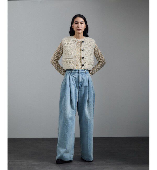 SALON adam et rope'「【WEB限定】クロップドパターンハンドニットジレ」|ベスト・ジレ|