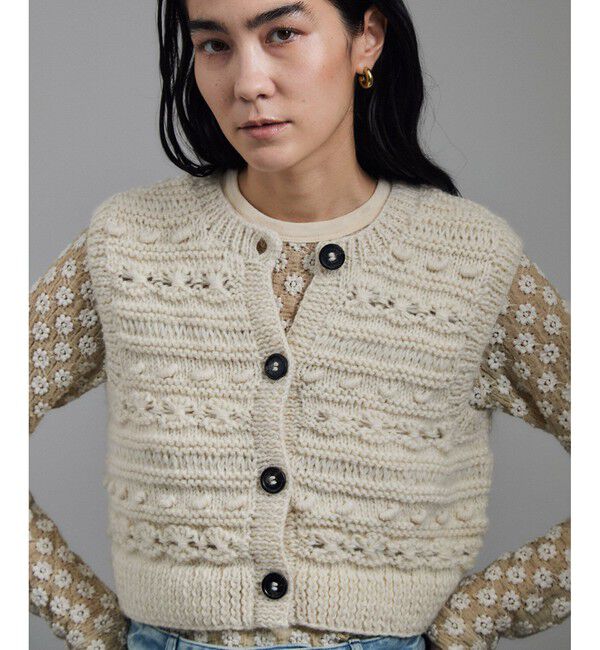 SALON adam et rope'「【WEB限定】クロップドパターンハンドニットジレ」|ベスト・ジレ|