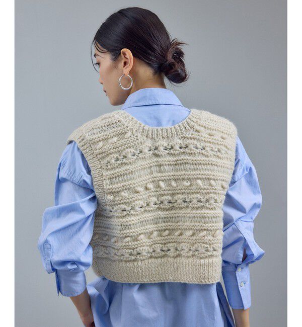 SALON adam et rope'「【WEB限定】クロップドパターンハンドニットジレ」|ベスト・ジレ|