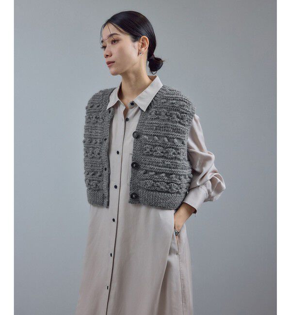 SALON adam et rope'「【WEB限定】クロップドパターンハンドニットジレ」|ベスト・ジレ|