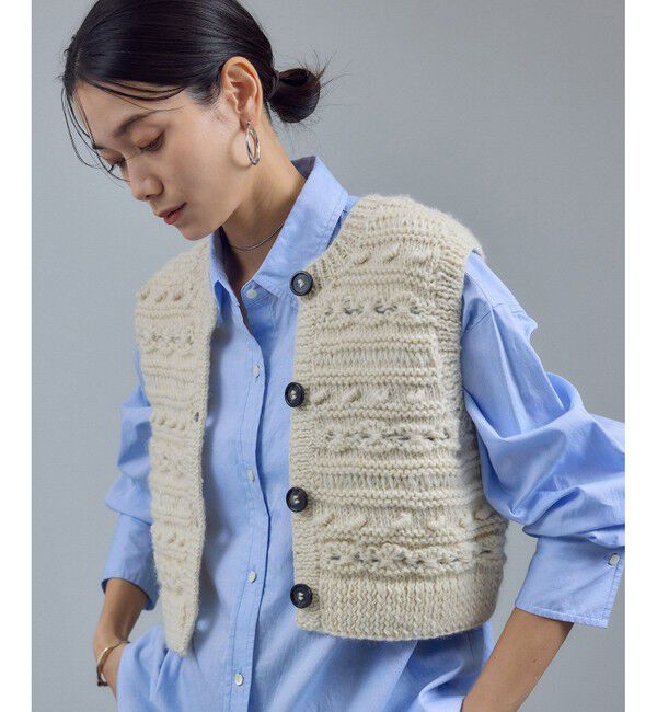 SALON adam et rope'「【WEB限定】クロップドパターンハンドニットジレ」|ベスト・ジレ|
