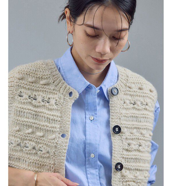 SALON adam et rope'「【WEB限定】クロップドパターンハンドニットジレ」|ベスト・ジレ|