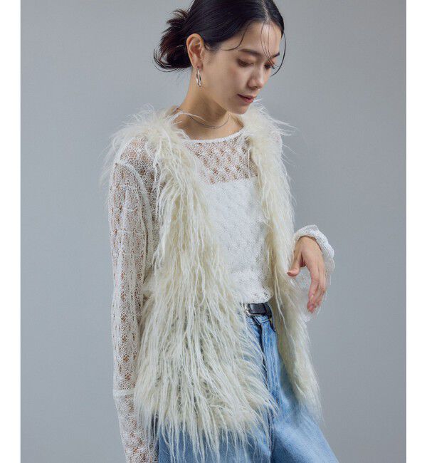 SALON adam et rope'「モヘヤロングシャギーハンドニットベスト」|ベスト・ジレ|
