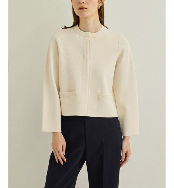 ROPE「ニットジャケット/イージーケア」|ノーカラージャケット|