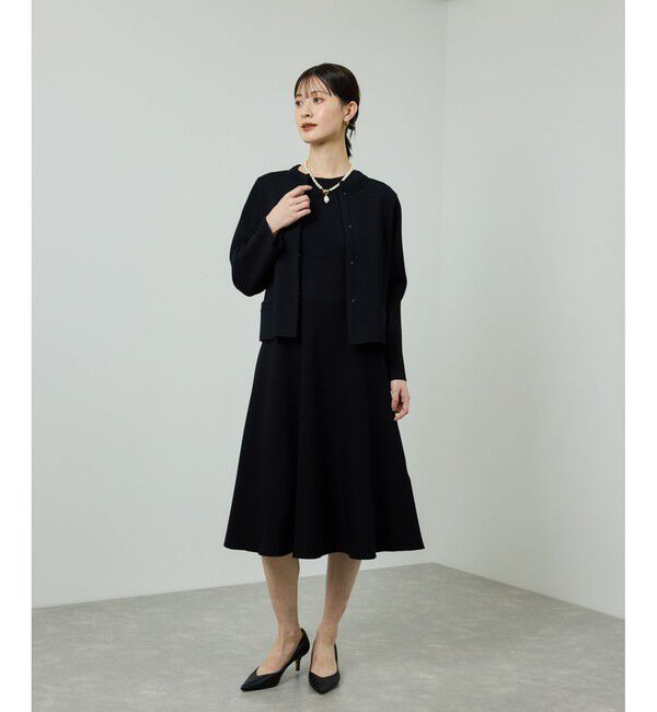 ROPE「ニットジャケット/イージーケア」|ノーカラージャケット|