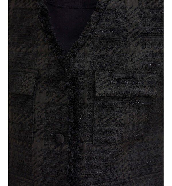 ROPE「サマーツイードハーフスリーブジャケット」|ノーカラージャケット|