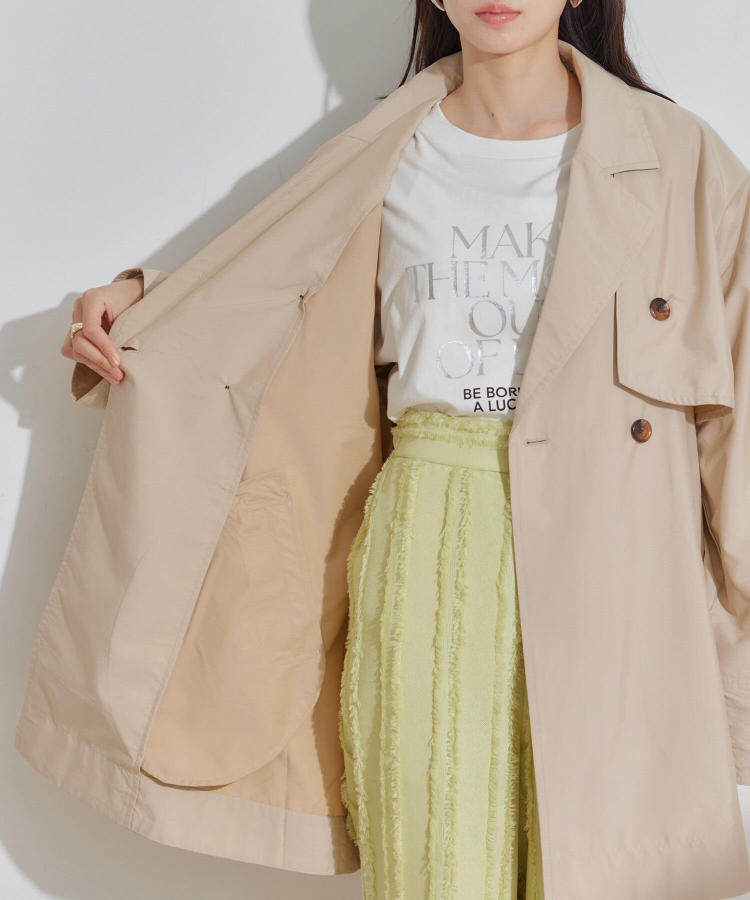 VIS「【セットアップ対応】マルチWAYミドル丈ジレトレンチコート」|トレンチコート|