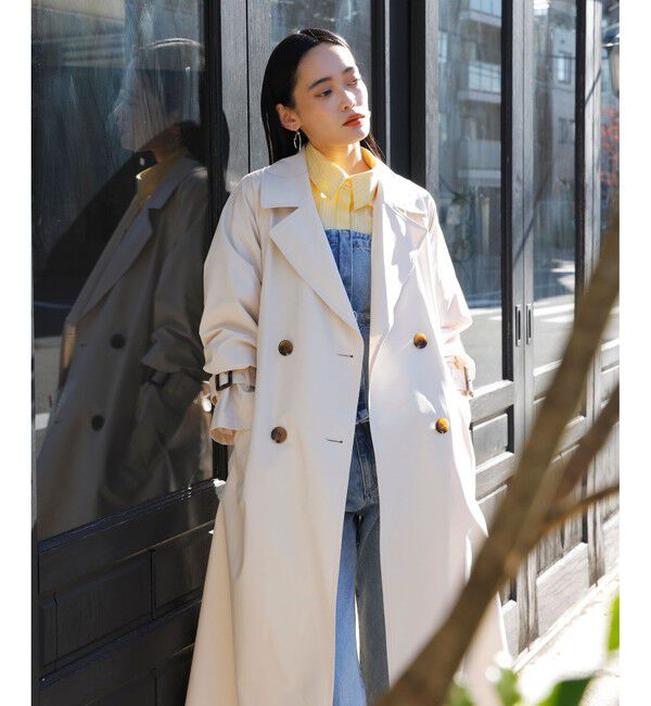 VIS「【定番人気】【撥水/UVケア】後ろタックトレンチコート スプリングコート」|トレンチコート|