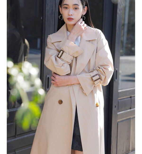 VIS「【定番人気】【撥水/UVケア】後ろタックトレンチコート スプリングコート」|トレンチコート|