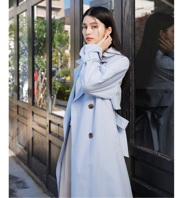 VIS「【定番人気】【撥水/UVケア】後ろタックトレンチコート スプリングコート」|トレンチコート|