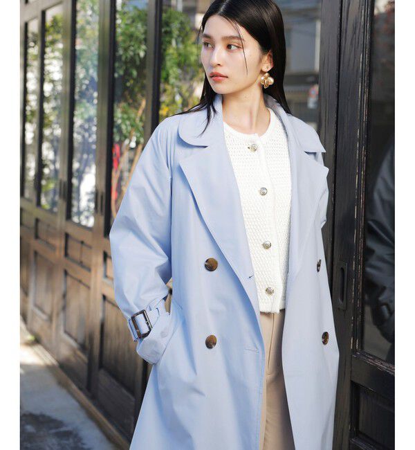 VIS「【定番人気】【撥水/UVケア】後ろタックトレンチコート スプリングコート」|トレンチコート|