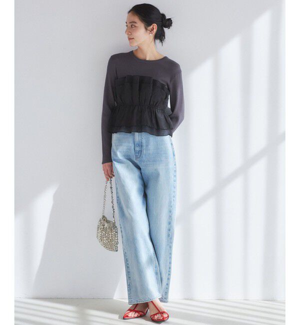 VIS「【洗える】ハイウエストルーズワイドデニム」|デニム|