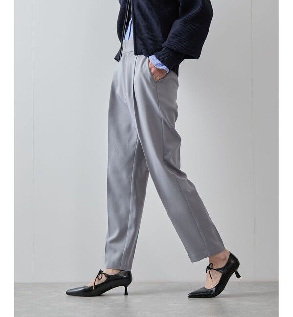 VIS「【洗える/防シワ】ツイルワンタックテーパードパンツ」|チノ|