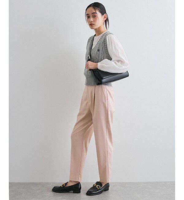 VIS「【洗える/防シワ】ツイルワンタックテーパードパンツ」|チノ|