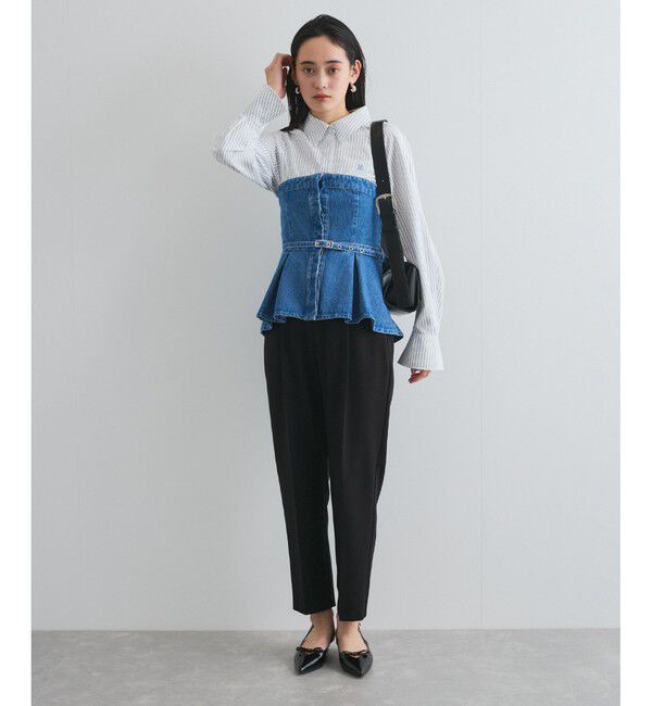 VIS「【洗える/防シワ】ツイルワンタックテーパードパンツ」|チノ|