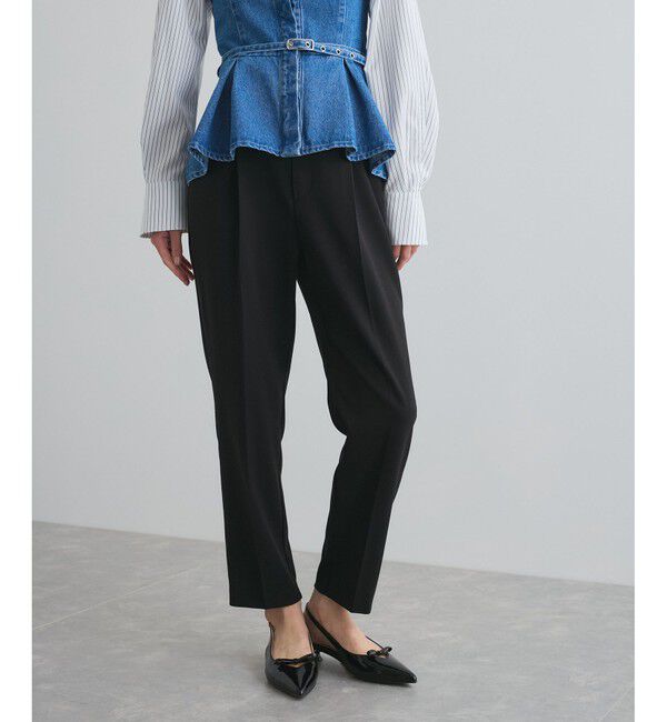 VIS「【洗える/防シワ】ツイルワンタックテーパードパンツ」|チノ|