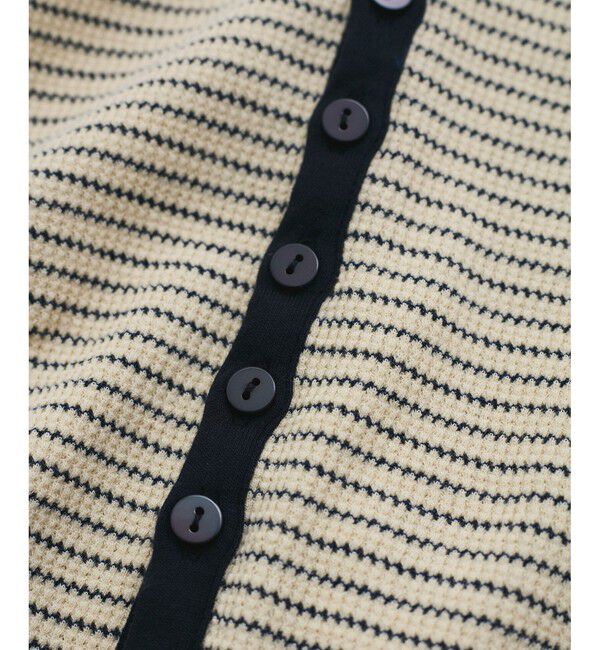 VIS「【洗える】細ボーダーポロトップス」|ポロシャツ|