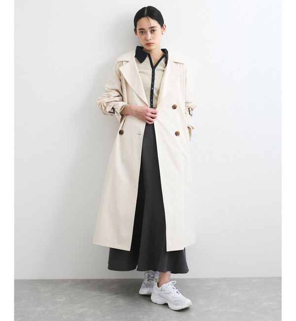 VIS「【洗える】細ボーダーポロトップス」|ポロシャツ|