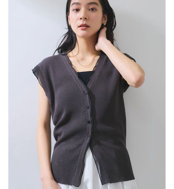 VIS「【WEB限定】シアーフリルサマーニットベスト」|ベスト・ジレ|