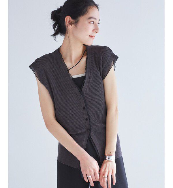 VIS「【WEB限定】シアーフリルサマーニットベスト」|ベスト・ジレ|