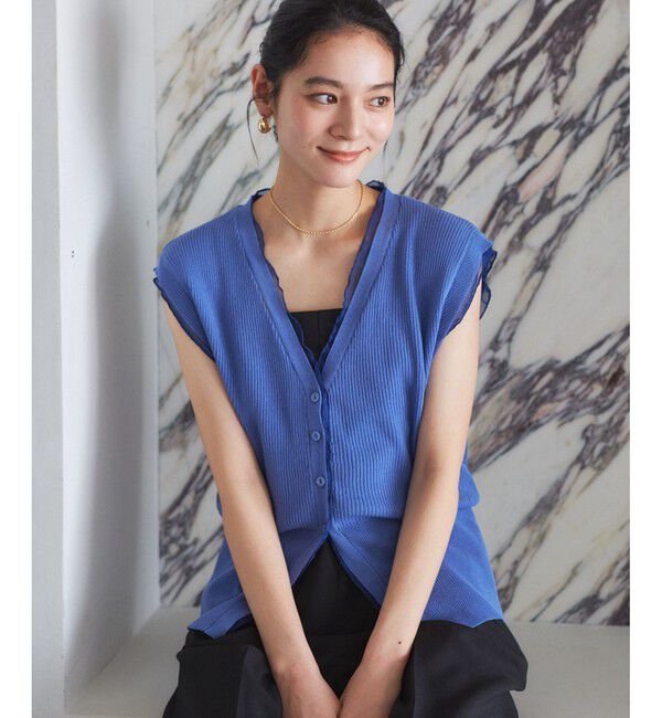 VIS「【WEB限定】シアーフリルサマーニットベスト」|ベスト・ジレ|