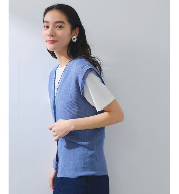 VIS「【WEB限定】シアーフリルサマーニットベスト」|ベスト・ジレ|