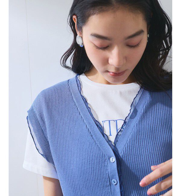 VIS「【WEB限定】シアーフリルサマーニットベスト」|ベスト・ジレ|