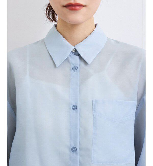 VIS「【防シワ/接触冷感/洗える】ボリュームスリーブショート丈シアーシャツ」|シャツ・ブラウス|