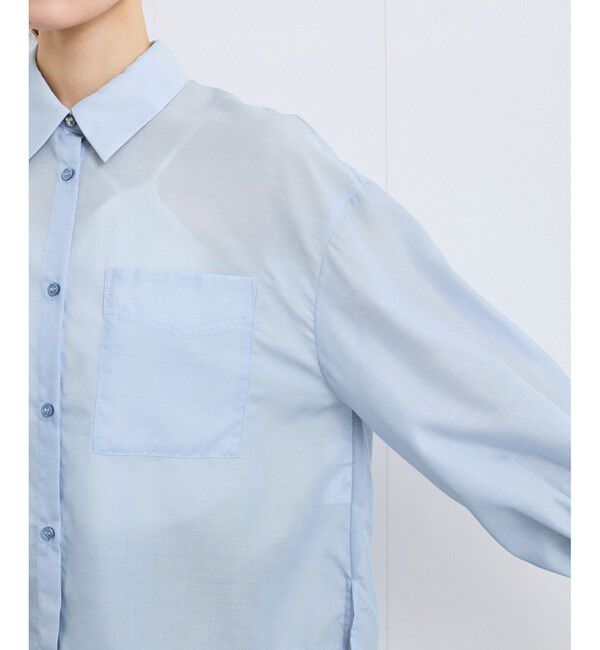 VIS「【防シワ/接触冷感/洗える】ボリュームスリーブショート丈シアーシャツ」|シャツ・ブラウス|