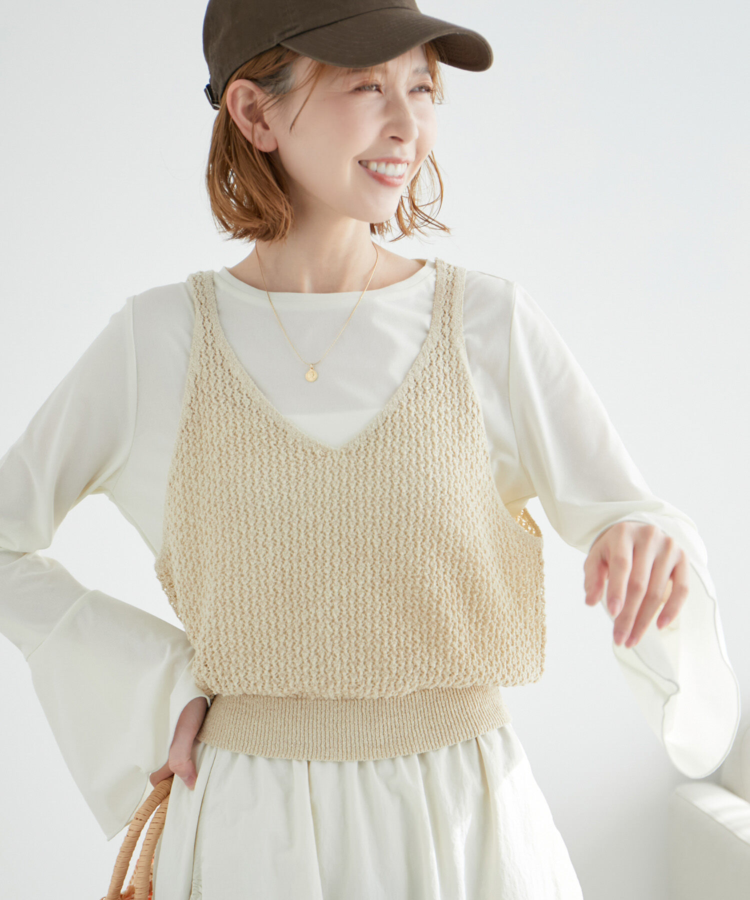 ROPE PICNIC PASSAGE「透かし編みルーズレイヤードニットベスト」|ベスト・ジレ|キナリ(16)