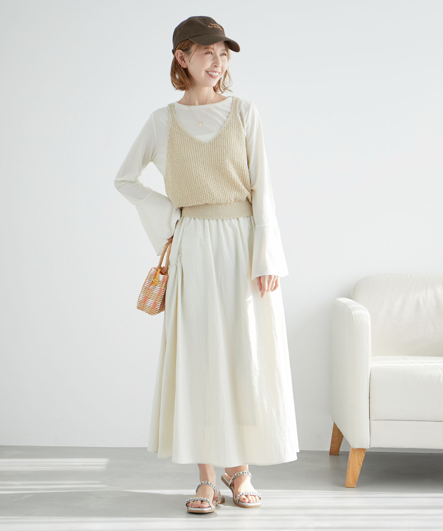 ROPE PICNIC PASSAGE「透かし編みルーズレイヤードニットベスト」|ベスト・ジレ|