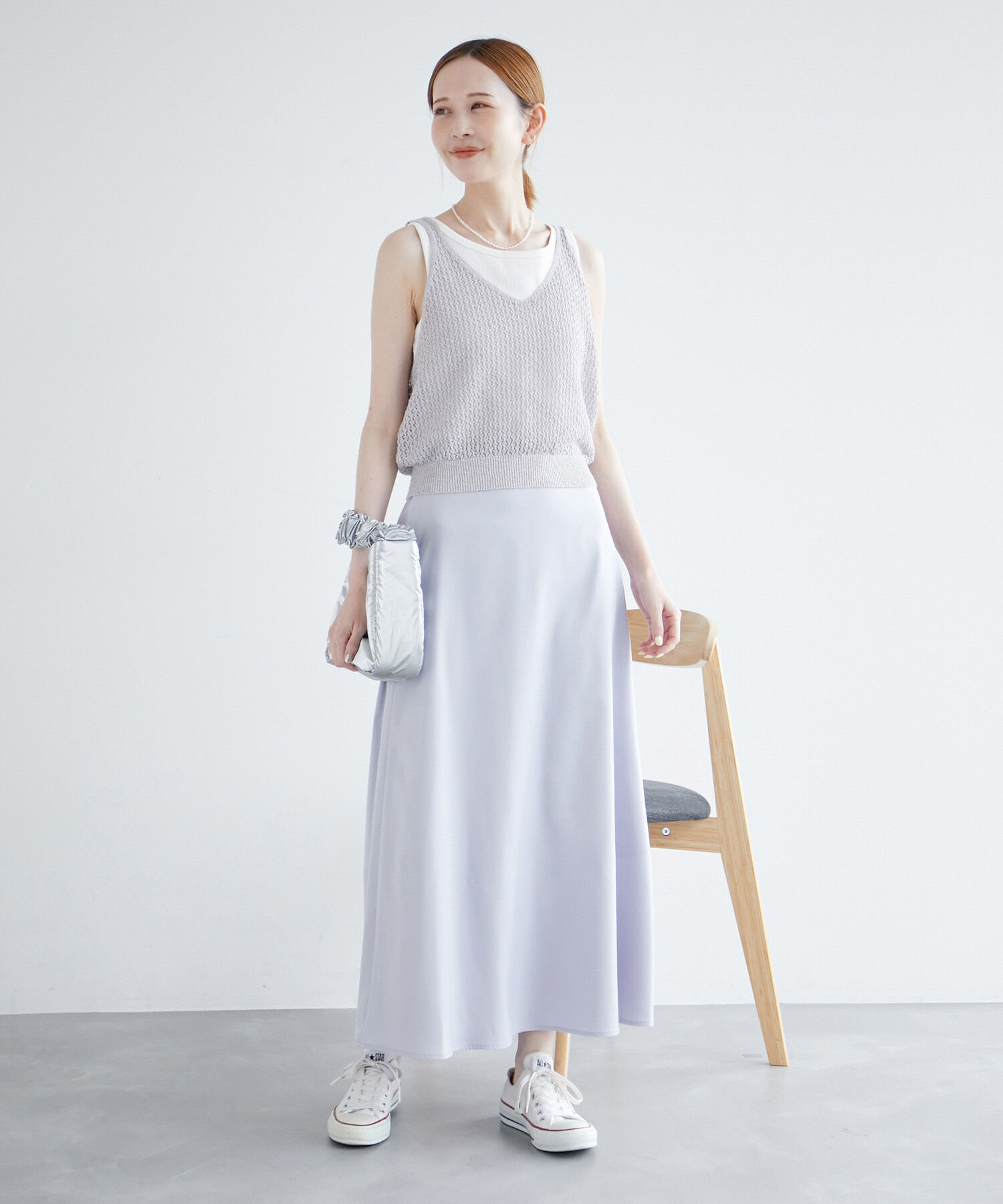 ROPE PICNIC PASSAGE「透かし編みルーズレイヤードニットベスト」|ベスト・ジレ|